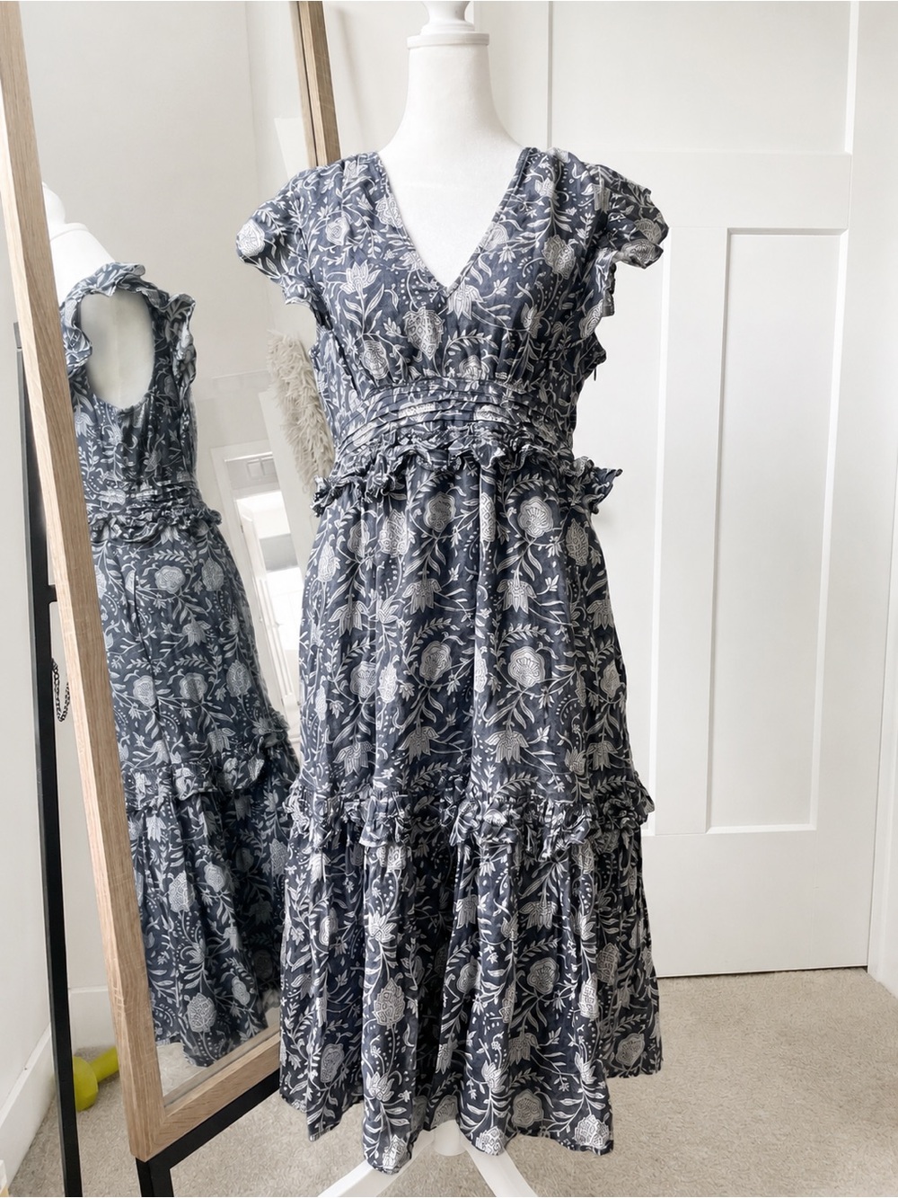 Cleobella Cherie Floral Ruffle Midi Dress Medium Organic Cotton